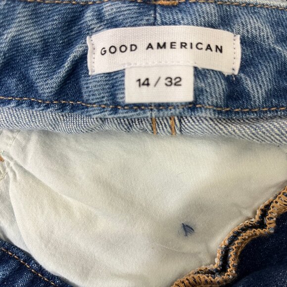 Good American Women's The Weekender Straight Leg Light Wash Jeans Size 14/32 - Picture 12 of 13